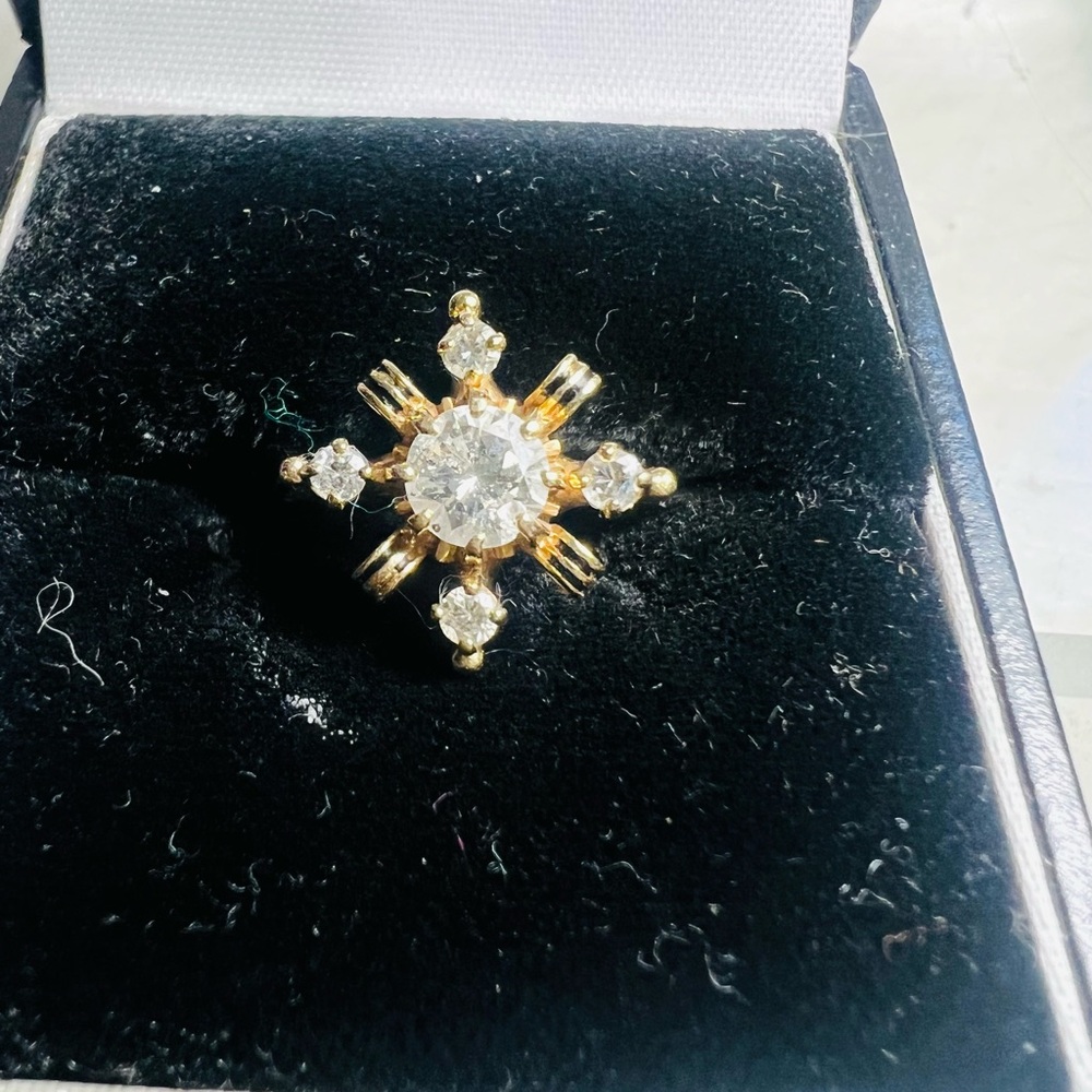 Natural Diamond Ring 14k Yellow Gold Women's Vintage Sz 6 💛🤍